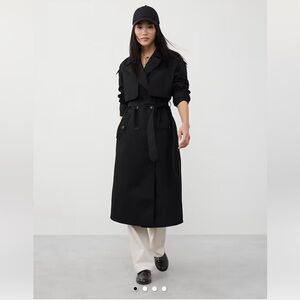 NWT Banana Republic Black Classic Trench Coat Sz Small petite